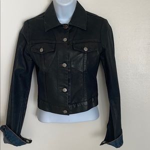 Andrew Mackenzie denim cropped black jacket Sz 38